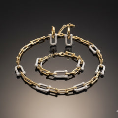 Amaura Dual-Tone Majesty Necklace Set “Golden Silver Luxe 18