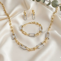 Amaura Dual-Tone Majesty Necklace Set “Golden Silver Luxe 18