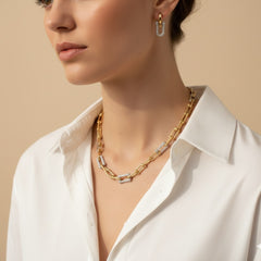 Amaura Dual-Tone Majesty Necklace Set “Golden Silver Luxe 18