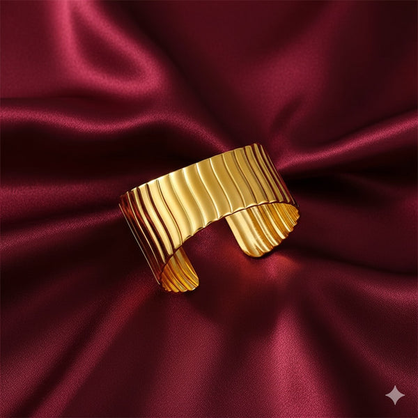 Elegant Gold Pleated Cuff Bracelet