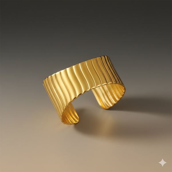 Elegant Gold Pleated Cuff Bracelet