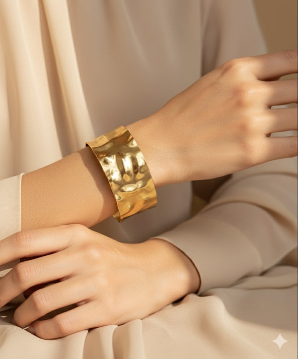 Premium Gold Hammered Cuff Bracelet for Women