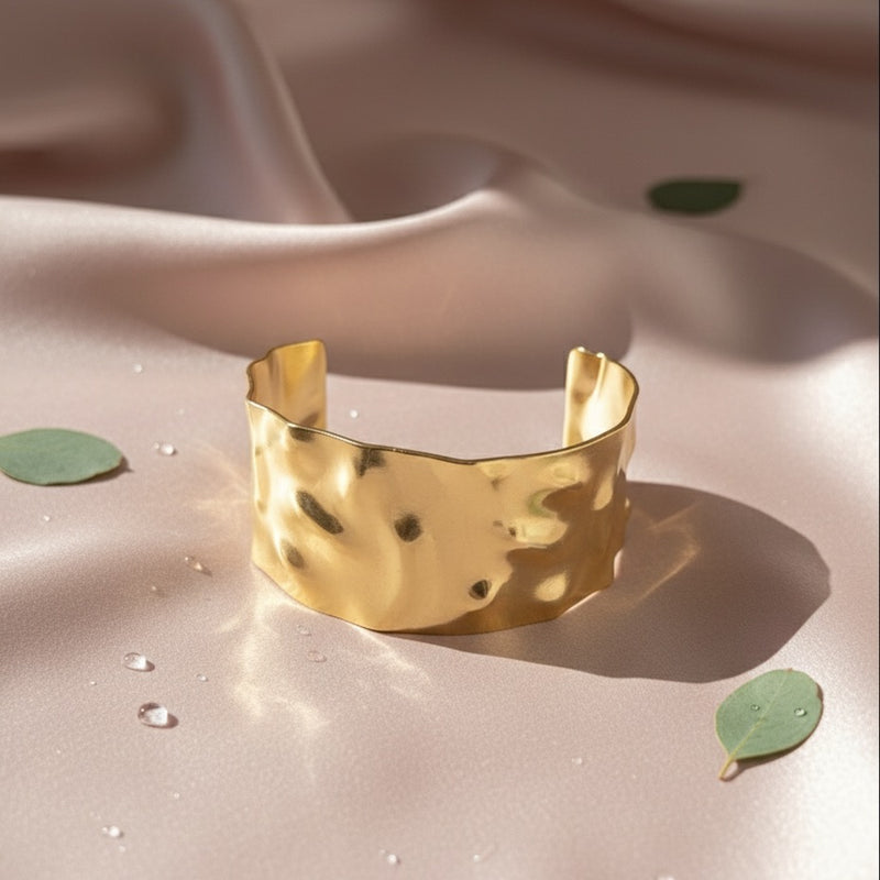 Premium Gold Hammered Cuff Bracelet for Women