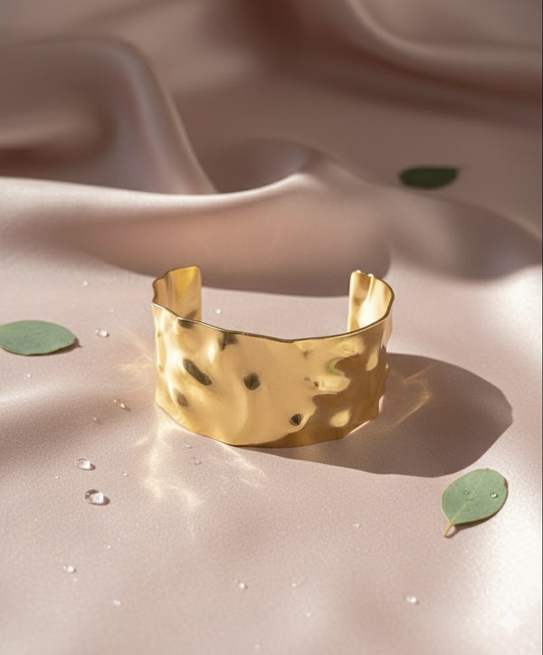 Premium Gold Hammered Cuff Bracelet for Women