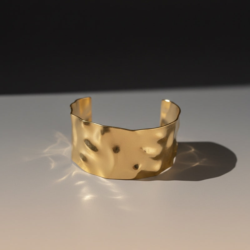 Premium Gold Hammered Cuff Bracelet for Women