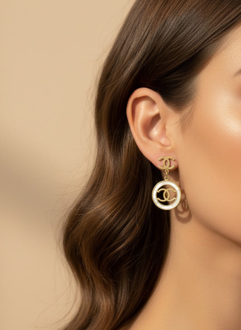 Gold PVD Coated Round Drop Earrings