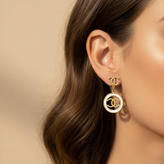 Gold PVD Coated Round Drop Earrings