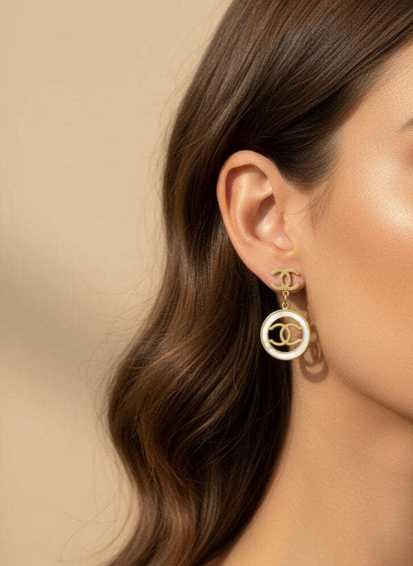 Gold PVD Coated Round Drop Earrings