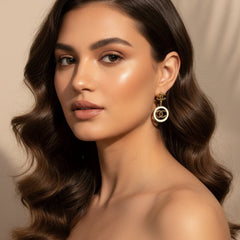 Gold PVD Coated Round Drop Earrings