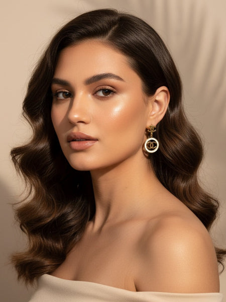 Gold PVD Coated Round Drop Earrings
