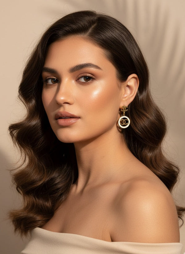 Gold PVD Coated Round Drop Earrings