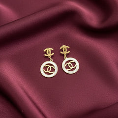 Gold PVD Coated Round Drop Earrings