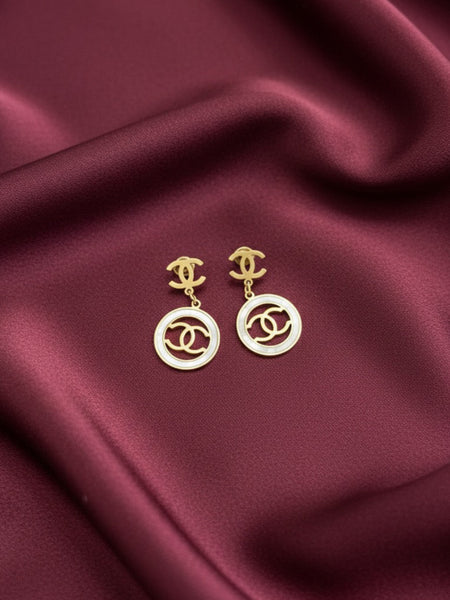 Gold PVD Coated Round Drop Earrings
