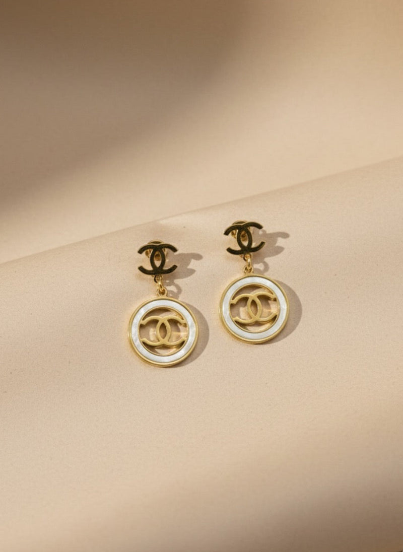 Gold PVD Coated Round Drop Earrings