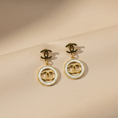 Gold PVD Coated Round Drop Earrings