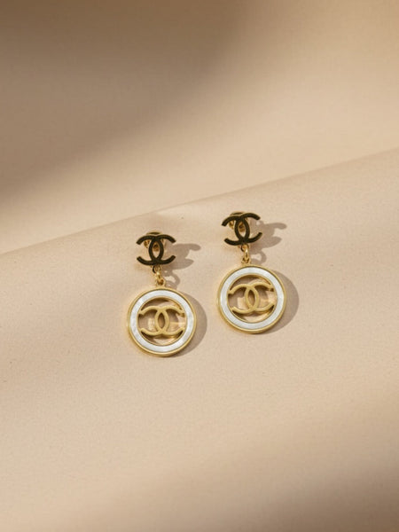 Gold PVD Coated Round Drop Earrings