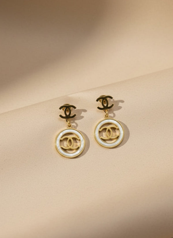 Gold PVD Coated Round Drop Earrings