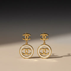 Gold PVD Coated Round Drop Earrings