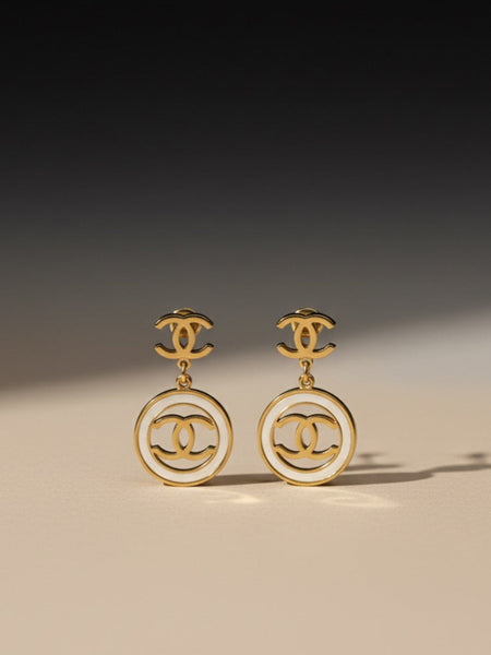 Gold PVD Coated Round Drop Earrings