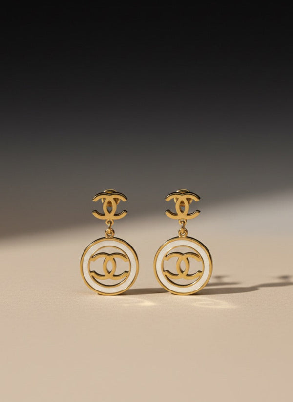 Gold PVD Coated Round Drop Earrings
