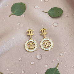 Gold PVD Coated Round Drop Earrings