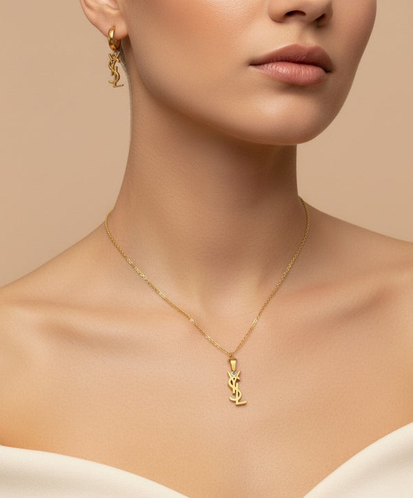 Golden YSL Necklace Set / Gold Plated