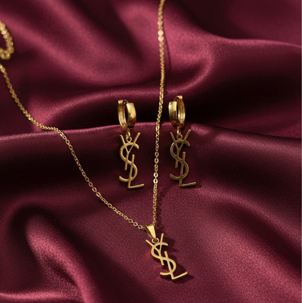 Golden YSL Necklace Set / Gold Plated