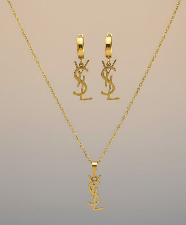 Golden YSL Necklace Set / Gold Plated