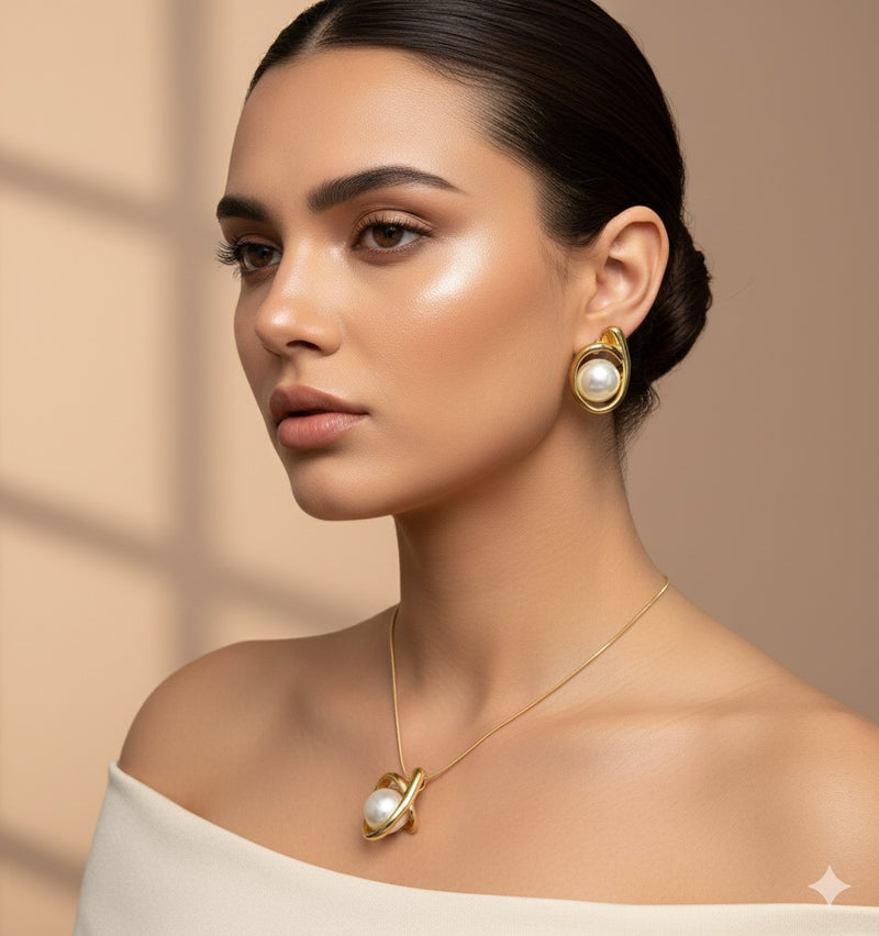 Amaura Pearlescent Gold Luxe Set “Pearl-Infused Gold Beauty”