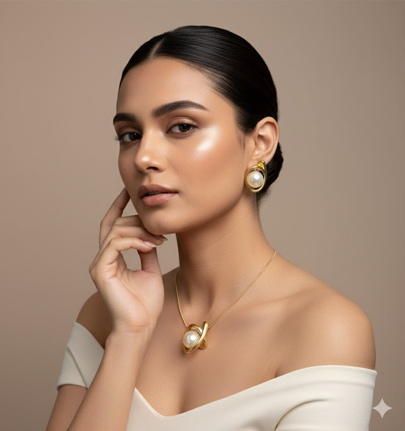 Amaura Pearlescent Gold Luxe Set “Pearl-Infused Gold Beauty”