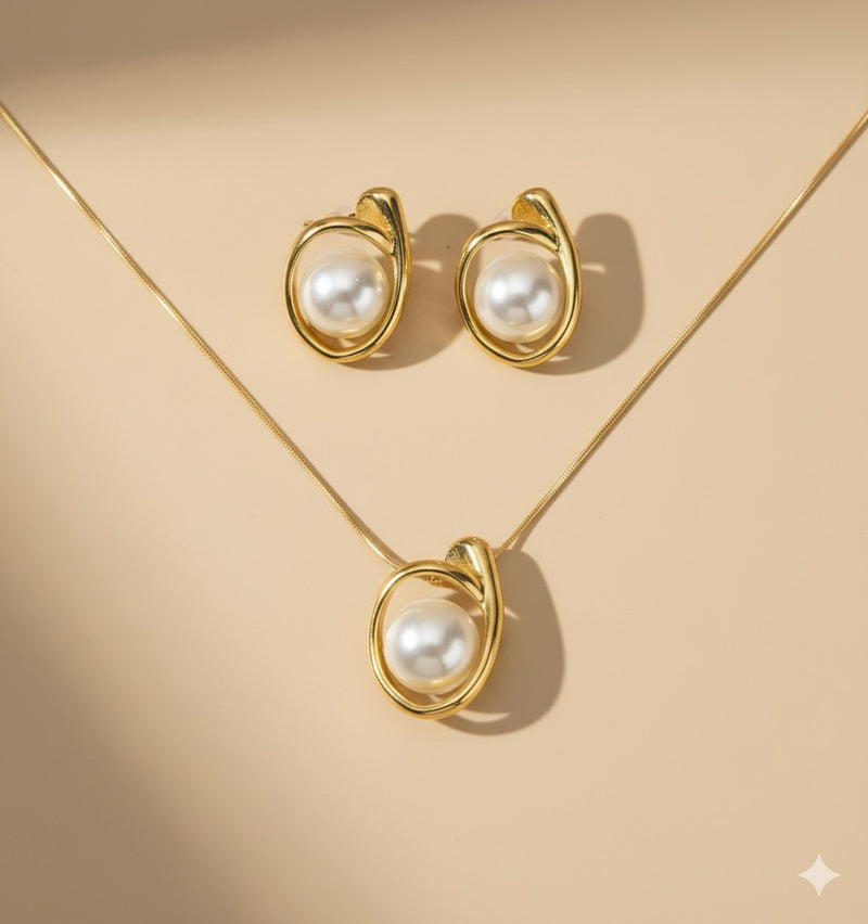 Amaura Pearlescent Gold Luxe Set “Pearl-Infused Gold Beauty”