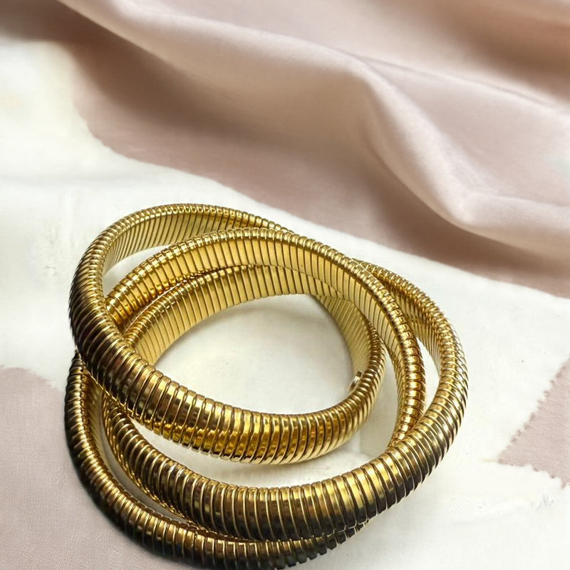 Premium Gold Spiral Coil Bangle Bracelet