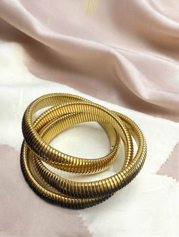 Premium Gold Spiral Coil Bangle Bracelet