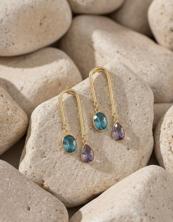 Gold-Plated U-Shape Arch Drop Earrings