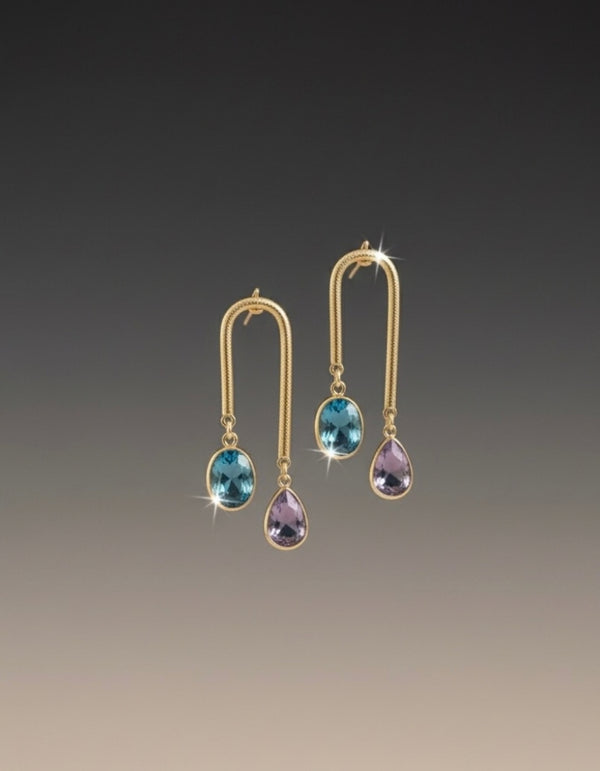 Gold-Plated U-Shape Arch Drop Earrings