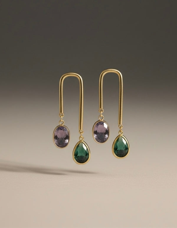 Gold-Plated U-Shape Arch Drop Earrings