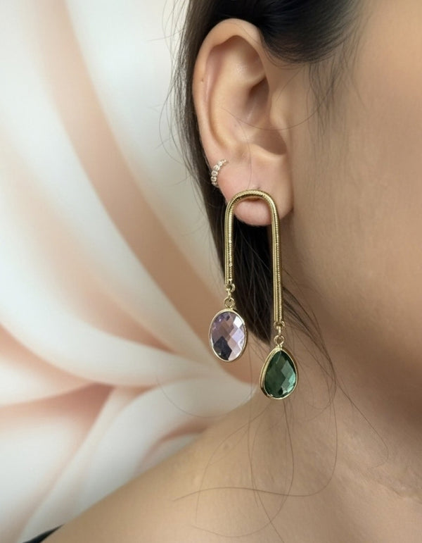 Gold-Plated U-Shape Arch Drop Earrings