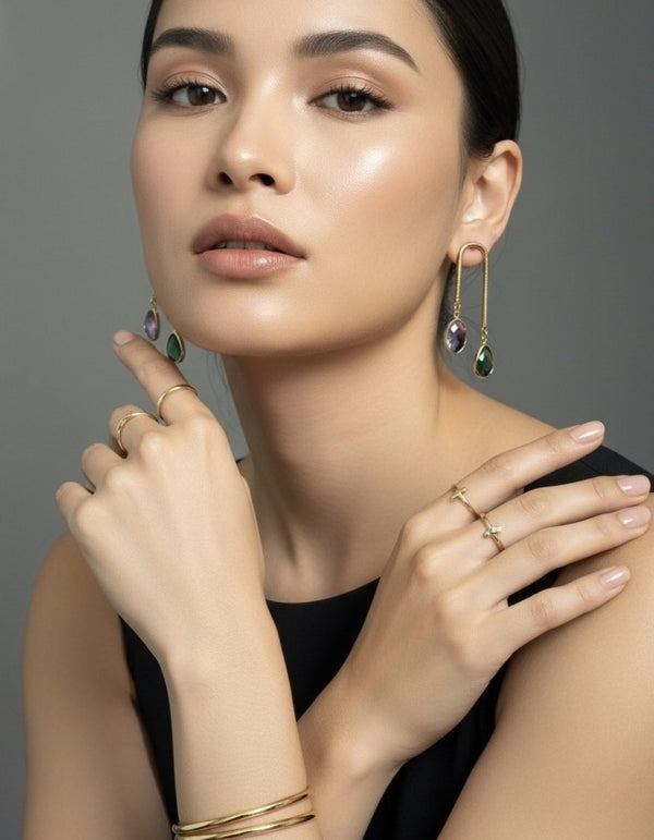Gold-Plated U-Shape Arch Drop Earrings
