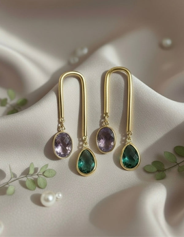 Gold-Plated U-Shape Arch Drop Earrings